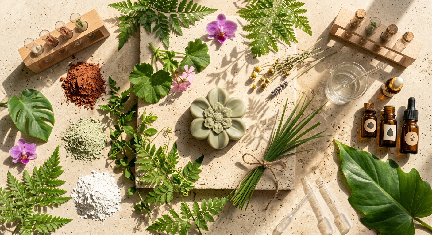 Natural handcrafted botanical soaps with plant oils and mineral clays