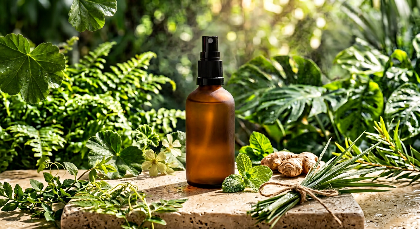 Rainforest leaves after rain